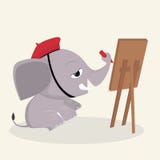 De olifantskunstenaar trekt met verf stock illustratie De olifantskunstenaar trekt met verf stock illustratie