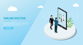 De online artsenapp dienst voor de banner van het websitemalplaatje - vector vector illustratie De online artsenapp dienst voor de banner van het websitemalplaatje - vector vector illustratie