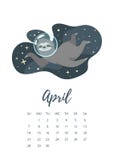 De pagina van de het jaarkalender van april 2019 stock illustratie De pagina van de het jaarkalender van april 2019 stock illustratie