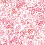 De papaver bloeit naadloze het patroonachtergrond van de lijnkunst royalty-vrije illustratie De papaver bloeit naadloze het patroonachtergrond van de lijnkunst royalty-vrije illustratie