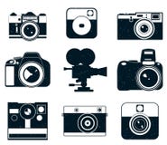 De pictogrammen van het cameraembleem Foto'spictogrammen stock illustratie De pictogrammen van het cameraembleem Foto'spictogrammen stock illustratie