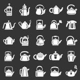 De pictogrammen van de keteltheepot geplaatst grijze vector Royalty-vrije Stock Afbeeldingen De pictogrammen van de keteltheepot geplaatst grijze vector Royalty-vrije Stock Afbeeldingen
