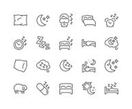 De Pictogrammen van de lijnslaap stock illustratie De Pictogrammen van de lijnslaap stock illustratie