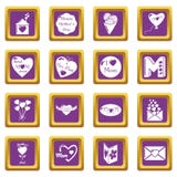 De pictogrammen van de moederdag geplaatst purpere vierkante vector Stock Afbeelding De pictogrammen van de moederdag geplaatst purpere vierkante vector Stock Afbeelding
