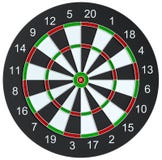 De pijl die van het doelpijltje in het dartboard raken stock illustratie De pijl die van het doelpijltje in het dartboard raken stock illustratie