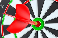 De pijl die van het doelpijltje in het dartboard raken stock illustratie De pijl die van het doelpijltje in het dartboard raken stock illustratie