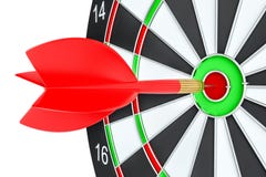 De pijl die van het doelpijltje in het dartboard raken stock illustratie De pijl die van het doelpijltje in het dartboard raken stock illustratie