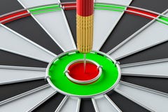 De pijl die van het doelpijltje in het dartboard raken royalty-vrije illustratie De pijl die van het doelpijltje in het dartboard raken royalty-vrije illustratie