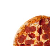 De pizza van pepperonis op wit royalty-vrije stock fotografie De pizza van pepperonis op wit royalty-vrije stock fotografie