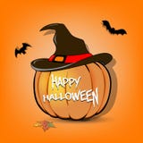 De pompoen van Halloween in heksenhoed stock illustratie De pompoen van Halloween in heksenhoed stock illustratie