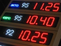 De prijsdiversiteit van de wasbenzine, de verlichting van de nachtmacht, royalty-vrije stock afbeelding De prijsdiversiteit van de wasbenzine, de verlichting van de nachtmacht, royalty-vrije stock afbeelding