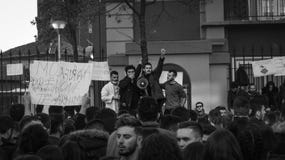 De protesten van de student in Tirana royalty-vrije stock afbeelding De protesten van de student in Tirana royalty-vrije stock afbeelding