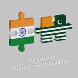 De puzzel 3D van Azad Kashmir-vlag en India markeren met tekst: Vriendschap Azad Kashmir & India Concept Vriendschappelijk tussen royalty-vrije illustratie De puzzel 3D van Azad Kashmir-vlag en India markeren met tekst: Vriendschap Azad Kashmir & India Concept Vriendschappelijk tussen royalty-vrije illustratie