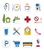 De realistische Pictogrammen van de Post en van de Reis van de Benzine stock illustratie De realistische Pictogrammen van de Post en van de Reis van de Benzine stock illustratie