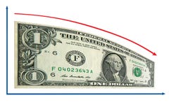 De recessie van financiën door 1 ons dollardiagram. Geïsoleerdr royalty-vrije stock afbeelding De recessie van financiën door 1 ons dollardiagram. Geïsoleerdr royalty-vrije stock afbeelding