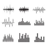 De Reeks van het correcte Golfpictogram Geplaatste muziek soundwave pictogrammen Maak audioa gelijk Royalty-vrije Stock Foto De Reeks van het correcte Golfpictogram Geplaatste muziek soundwave pictogrammen Maak audioa gelijk Royalty-vrije Stock Foto