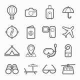 De reeks van het de lijnpictogram van het reissymbool royalty-vrije illustratie De reeks van het de lijnpictogram van het reissymbool royalty-vrije illustratie