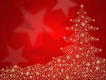 De rode achtergrond van de kerstboom met sterren stock illustratie De rode achtergrond van de kerstboom met sterren stock illustratie