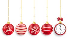5 de rode Kerstmissnuisterijen klokken 2017 stock illustratie 5 de rode Kerstmissnuisterijen klokken 2017 stock illustratie