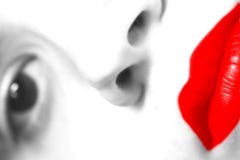 De rode lippen van de vrouw