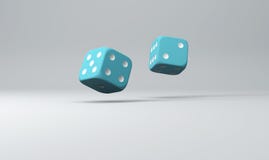 De samenstelling van blauw twee dobbelt op lichte achtergrond, 3d illustratie stock illustratie De samenstelling van blauw twee dobbelt op lichte achtergrond, 3d illustratie stock illustratie