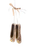 De schoenen van de Kerstmisdecoratie pointe op witte achtergrond stock afbeelding De schoenen van de Kerstmisdecoratie pointe op witte achtergrond stock afbeelding
