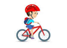 De schooljongen van het tienerjonge geitje het cirkelen op fiets die rugzak en helm, vectorillustratie dragen Royalty-vrije Stock Foto's De schooljongen van het tienerjonge geitje het cirkelen op fiets die rugzak en helm, vectorillustratie dragen Royalty-vrije Stock Foto's