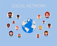 De de sociale pictogrammen en planeet van netwerkmensen royalty-vrije illustratie De de sociale pictogrammen en planeet van netwerkmensen royalty-vrije illustratie