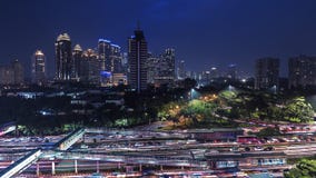 De Stadspanorama van Djakarta royalty-vrije stock foto De Stadspanorama van Djakarta royalty-vrije stock foto