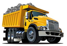 De stortplaatsvrachtwagen van het beeldverhaal die op wit wordt geïsoleerde vector illustratie De stortplaatsvrachtwagen van het beeldverhaal die op wit wordt geïsoleerde vector illustratie