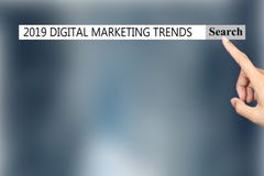 De tekst in browser toont ?2019 DIGITALE MARKETING TENDENSEN ? stock illustratie De tekst in browser toont ?2019 DIGITALE MARKETING TENDENSEN ? stock illustratie