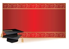 De uitnodigingskaart van de graduatie met mortieren stock illustratie De uitnodigingskaart van de graduatie met mortieren stock illustratie