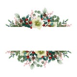 De uitstekende kaart van de Kerstmisgroet, uitnodiging Waterverf bloemendieslinger van spar en eucalyptustakken wordt gemaakt royalty-vrije illustratie De uitstekende kaart van de Kerstmisgroet, uitnodiging Waterverf bloemendieslinger van spar en eucalyptustakken wordt gemaakt royalty-vrije illustratie