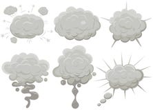 De vastgestelde Explosie van de rookwolk De vector van het het beeldverhaalkader van de stofrookwolk royalty-vrije illustratie De vastgestelde Explosie van de rookwolk De vector van het het beeldverhaalkader van de stofrookwolk royalty-vrije illustratie