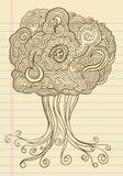 De Vector van de Boom van de Henna van de Schets van de Krabbel van het notitieboekje stock illustratie De Vector van de Boom van de Henna van de Schets van de Krabbel van het notitieboekje stock illustratie
