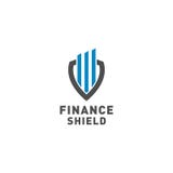 De vector van het het embleemontwerp van het financiënschild stock illustratie De vector van het het embleemontwerp van het financiënschild stock illustratie