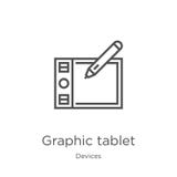 de vector van het grafische tabletpictogram van apparateninzameling De dunne van het het overzichtspictogram van de lijn grafisch royalty-vrije illustratie de vector van het grafische tabletpictogram van apparateninzameling De dunne van het het overzichtspictogram van de lijn grafisch royalty-vrije illustratie