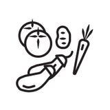 De vector van het groentenpictogram op witte achtergrond, Groententeken, de lineaire symbool en elementen van het slagontwerp in stock illustratie De vector van het groentenpictogram op witte achtergrond, Groententeken, de lineaire symbool en elementen van het slagontwerp in stock illustratie
