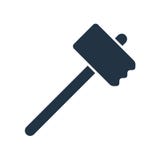 De vector van het houten hamerpictogram op witte achtergrond, Houten hamerteken wordt geïsoleerd dat stock illustratie De vector van het houten hamerpictogram op witte achtergrond, Houten hamerteken wordt geïsoleerd dat stock illustratie
