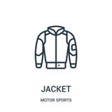 de vector van het jasjepictogram van de inzameling van motorsporten De dunne van het het overzichtspictogram van het lijnjasje ve stock illustratie de vector van het jasjepictogram van de inzameling van motorsporten De dunne van het het overzichtspictogram van het lijnjasje ve stock illustratie