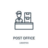 de vector van het postkantoorpictogram van logistiekinzameling De dunne van het het overzichtspictogram van het lijnpostkantoor v royalty-vrije illustratie de vector van het postkantoorpictogram van logistiekinzameling De dunne van het het overzichtspictogram van het lijnpostkantoor v royalty-vrije illustratie