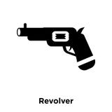 De vector van het revolverpictogram op witte achtergrond, embleemconcept wordt geïsoleerd dat vector illustratie De vector van het revolverpictogram op witte achtergrond, embleemconcept wordt geïsoleerd dat vector illustratie