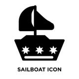 De vector van het zeilbootpictogram op witte achtergrond, embleemconcept wordt geïsoleerd dat stock illustratie De vector van het zeilbootpictogram op witte achtergrond, embleemconcept wordt geïsoleerd dat stock illustratie