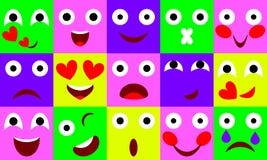 De vector vlakke reeks van het emotiespictogram royalty-vrije illustratie De vector vlakke reeks van het emotiespictogram royalty-vrije illustratie