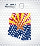 De vectordiekaart van Arizona met vlagbinnenkant op een witte achtergrond wordt geïsoleerd De getrokken illustratie van het schet vector illustratie De vectordiekaart van Arizona met vlagbinnenkant op een witte achtergrond wordt geïsoleerd De getrokken illustratie van het schet vector illustratie