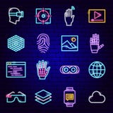 De vergrote Pictogrammen van het Werkelijkheidsneon stock illustratie De vergrote Pictogrammen van het Werkelijkheidsneon stock illustratie