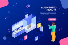 De vergrote Visualisatie van het Werkelijkheidsmalplaatje op apparaat stock illustratie De vergrote Visualisatie van het Werkelijkheidsmalplaatje op apparaat stock illustratie