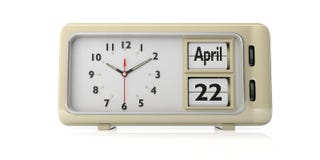 De vieringsdatum van de aardedag op oude retro wekker, witte achtergrond, geïsoleerde, 3d illustratie stock illustratie De vieringsdatum van de aardedag op oude retro wekker, witte achtergrond, geïsoleerde, 3d illustratie stock illustratie