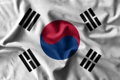 De vlag van Zuid-Korea het schilderen op hoog detail van golf katoenen stoffen stock afbeeldingen De vlag van Zuid-Korea het schilderen op hoog detail van golf katoenen stoffen stock afbeeldingen
