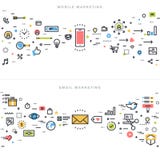 De vlakke concepten van het lijnontwerp voor collectieve marketing royalty-vrije illustratie De vlakke concepten van het lijnontwerp voor collectieve marketing royalty-vrije illustratie